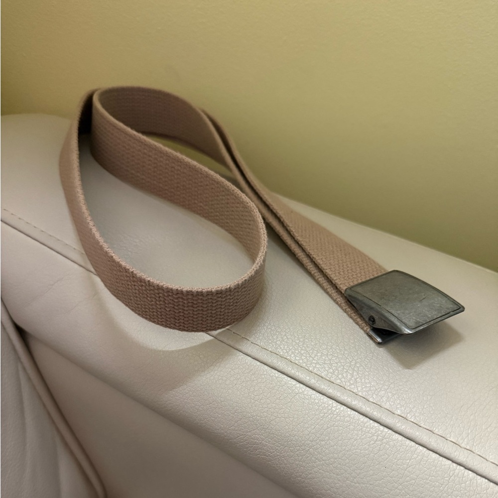 Levi's Beige Canvas Belt with Silvertone Gray Buckle